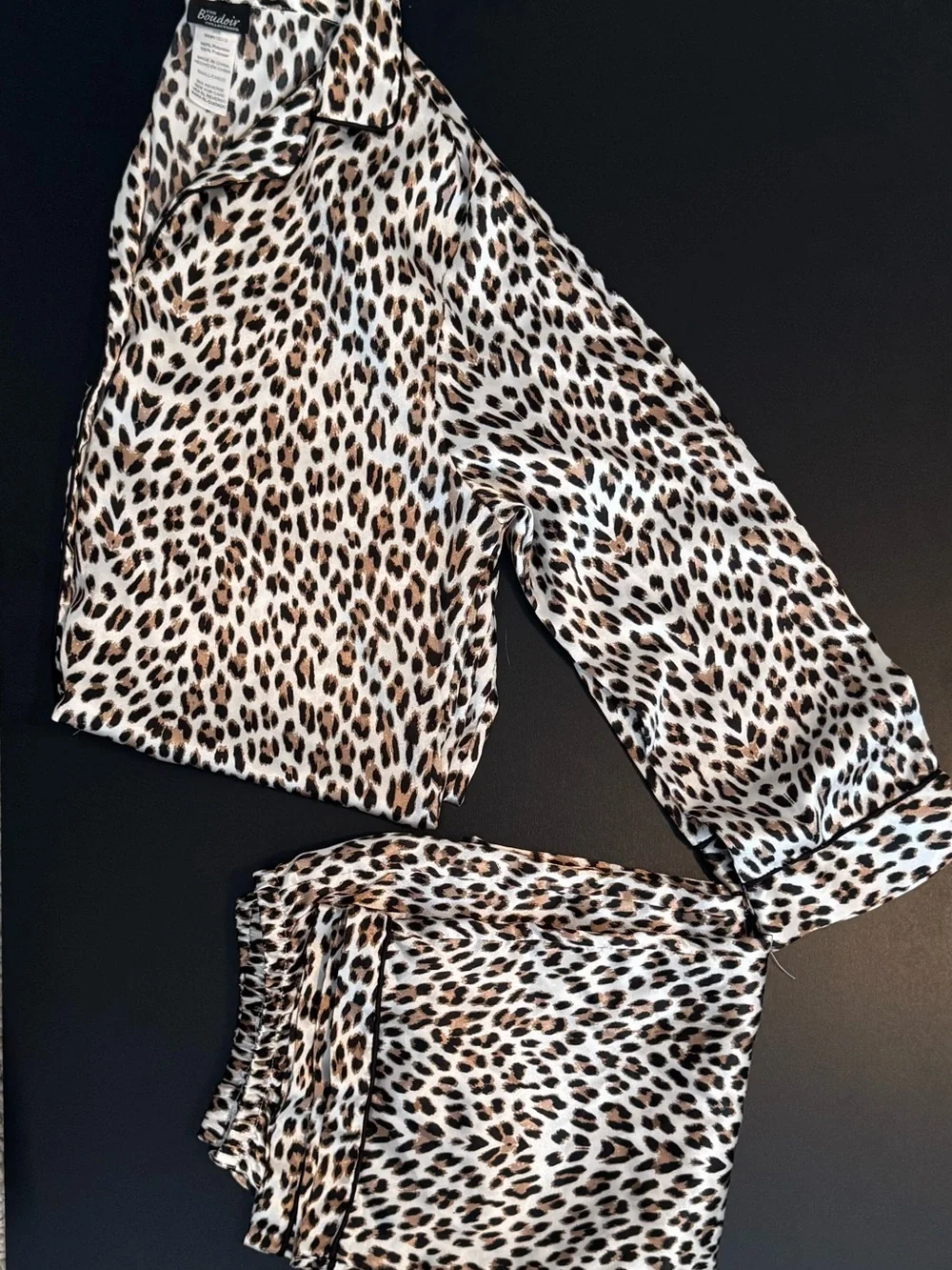 Leopard Print Satin long sleeve pajama set